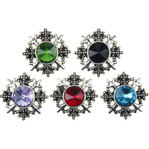 10pcs/lot Snap Button Jewelry Newest DIY 18mm Mixcolour Snowflake Snap Button Fit Charm leather alloy fashion Bracelet jewelery