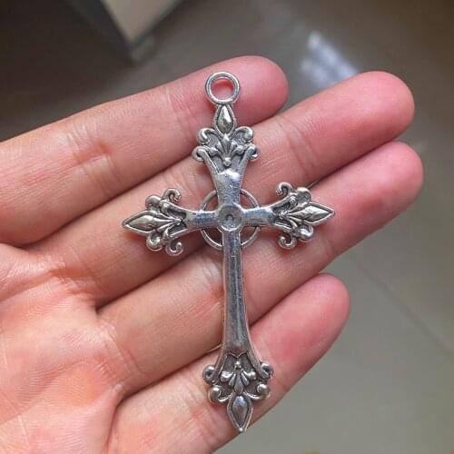 12Pcs Fashion Large Cross Faith Pendants Fit Handmade Women Necklace DIY Accessories Charms Jewelry Making Supplies Alloy Crafts