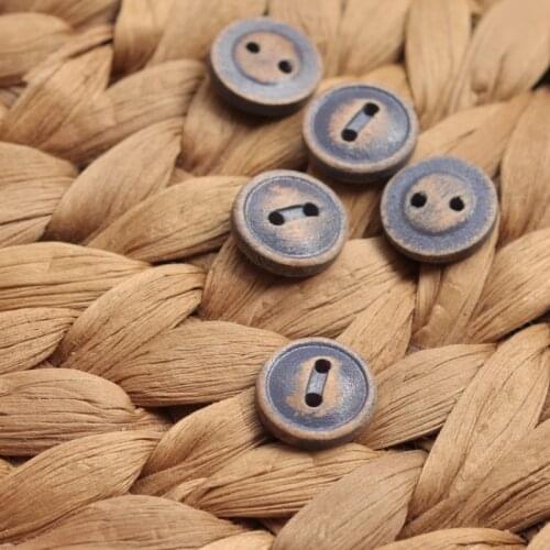15 PCS 1.3cm Diameter Flat Wooden Buttons Log Mini Purple Blue Two-hole Clothes Button Creative Handmade DIY Accessories TJ4338