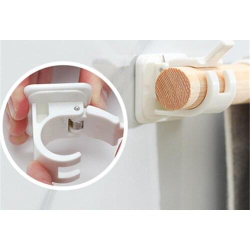 2pcs Nail-free Adjustable Curtain Rod Holder Clamp Hooks Rod Bracket Holders Adhesive Wall Curtain Fixed Clip Hanging Rack Hook