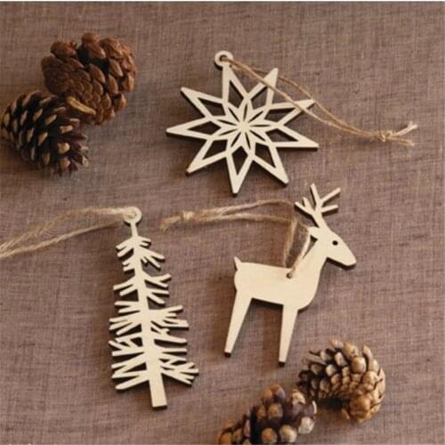 3pcs Unfinished Christmas Wooden Ornaments, Including 3 Styles Natural Wood Slices for Kids DIY Art Crafts, Christmas Crafts