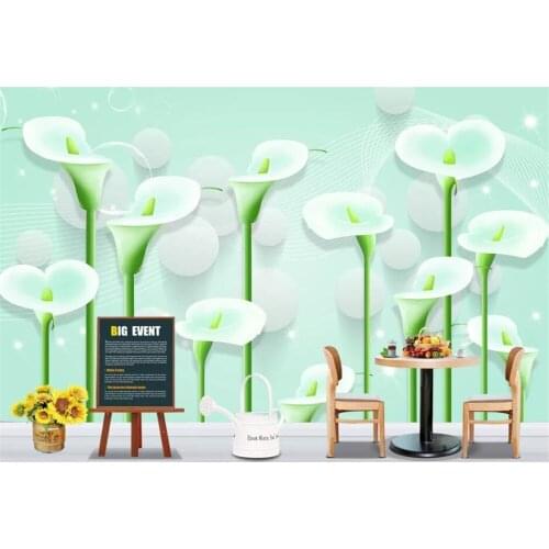 Beibehang 3d wallpaper 2019 hand-painted crystal calla lily home and rich white ball background wall custom wallpaper mural