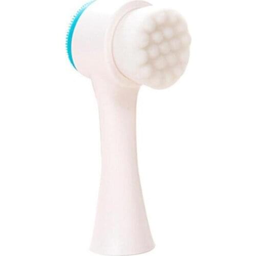 4 Pcs Manual 3D Double Head Wash Brush Silicone Face Wash Artifact Cleansing Brush Clean Black PVC Box Makeup Beauty Tools blue