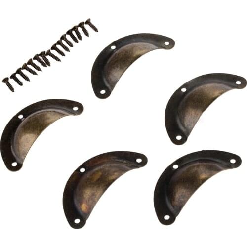 5pcs Vintage Shell Handle Pull Kitchen Drawer Cabinet Door Handle Furniture Knobs Handware 50*22mm