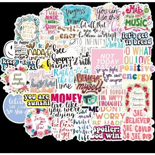 50/100pcs Inspirational English Phrases Stickers For Notebook Scrapbooking Material Craft Supplies Vintage Motivational Stickers