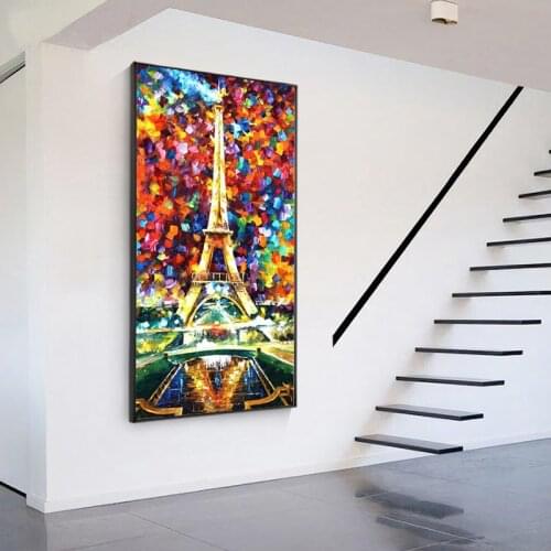 Abstract Oil Painting Street Tower Canvas Print Wall Art Picture For Living Room Home Decor Wall Decoration Frameless