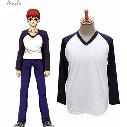 Ainclu Free Shipping New Fate Stay Night Emiya Shirou shirt and Jacket Cosplay Suit Costumes