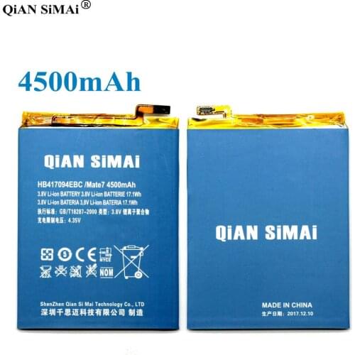 QiAN SiMAi HB417094EBC 4500mAh Battery For Huawei Ascend Mate 7 Mate7 MT7 TL00 TL10 UL00 CL00 + Tracking Code