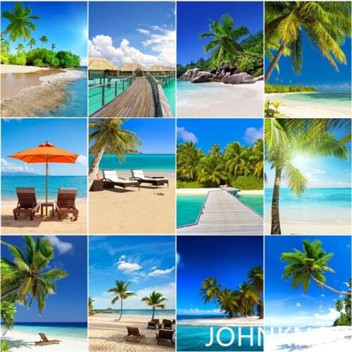 Beach Palm Diamond Painting 5D Diy Diamond Embroidery Full Round& Square Drill Diamond Mosaic Cross Stitch Home Decor