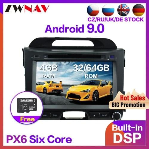 PX6 4+64 Android 9.0 Car Radio DVD Player Multimedia Stereo For KIA SPORTAGE 2010-2016 Audio Video stereo GPS Navi map head unit