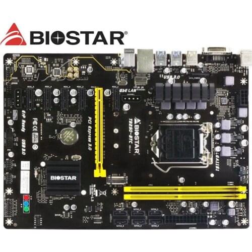 BIOSTAR TB250-BTC Mining motherboard DDR4 for intel LGA 1151 32GB DVI SATA3 B250 Desktop Motherboard