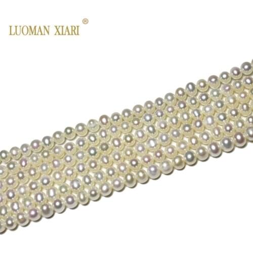 Fine White AAA 100% Natural Freshwater Pearl 3.5-4mm small size Off Round Pearl Beads For Jewelry Making DIY Bracelet Necklace