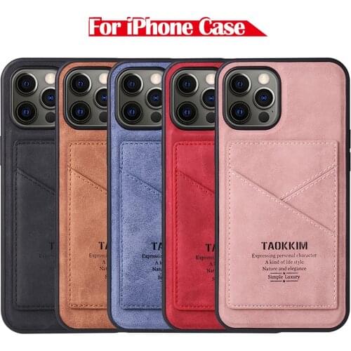 Classic Retro Case For iPhone 12 11 Pro Max X XR XS 6 7 8 Plus Leather Case For iPhone 12 Pro Protect Cover Can Place The Card