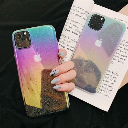 Aurora gradient color waterdrop cell phone case cover for iphone 12 11 pro max 7 8 plus x xr xs max