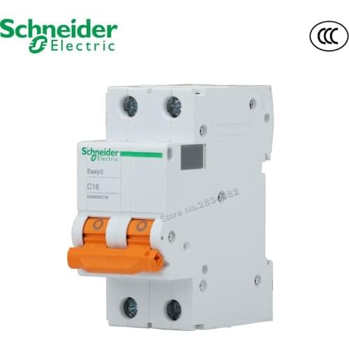EA9AN C type C16 Mini Circuit Breaker Air Switch Breaker 2P 50Hz 35mm Din Rail Shunt Circuit Schneider