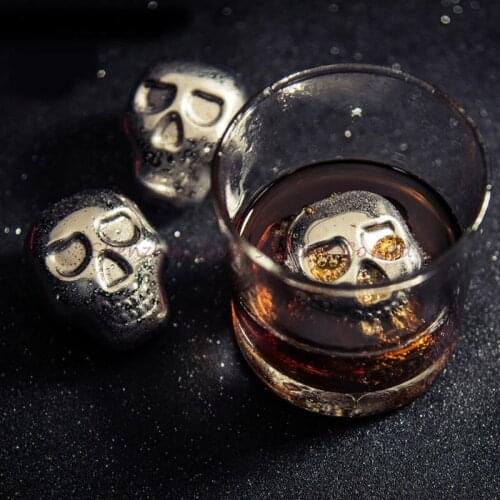 50pcs Personality 304 Stainless steel Skull Ice Cubes Whiskey Ice Drink Wiskey/wine/beer Cooler Appliances for Bar Accessories