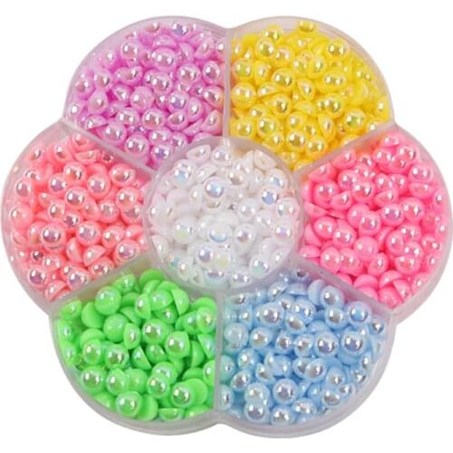 Lucia Crafts 4/5/6 mm ABS Half Round Pearl Bead Flat Back Scrapbook Beads For Jewelry Making Clothing Accessories F1117