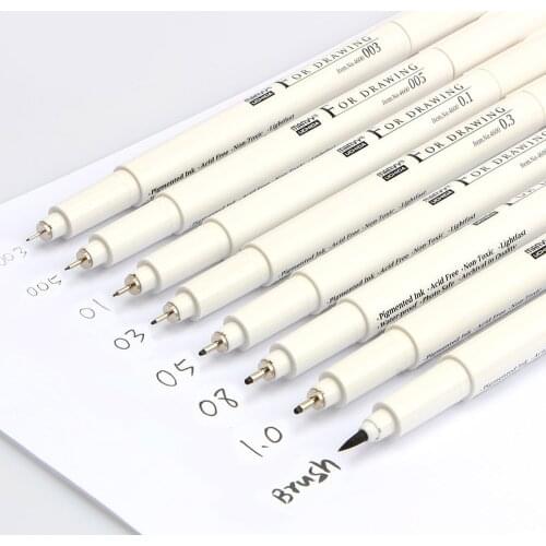 8pcs/Lot Marvy Multi Needle Drawing Micron Cartoon Marker Brush Liner Pigment Fine Point Pens Anime Stationery School Supplies
