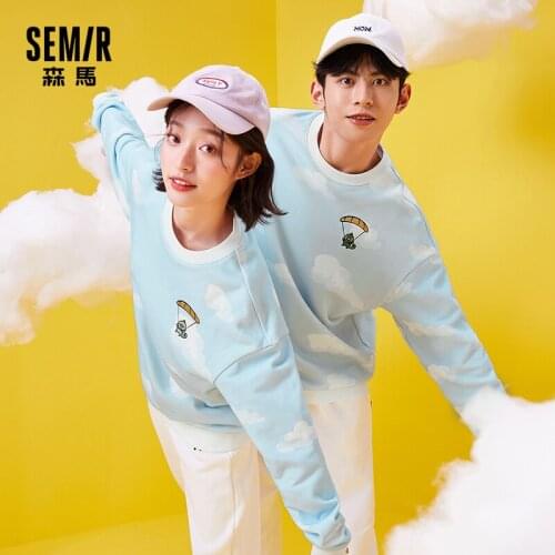 SEMIR Men Sweatshirt Embroidered Unisex Printed O Neck Hoodies Spring 2021 New Couple