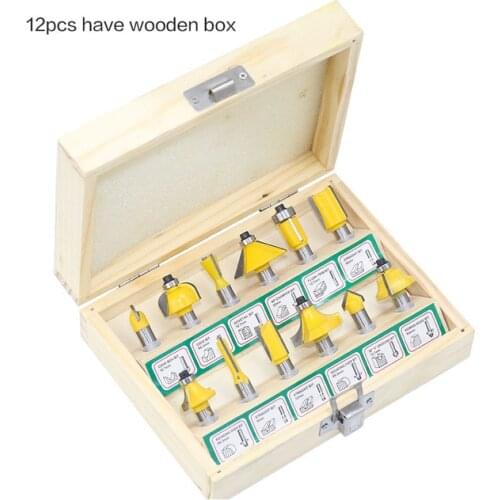 12pcs Milling Cutter Router Bit Set 8mm Wood Cutter Carbide Shank Mill Woodworking Trimming Engraving Carving Cutting Tools