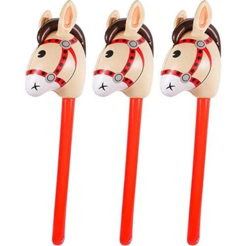 Inflatable Horse Heads Cowgirl Stick PVC Balloon Outdoor Educational Toys Gifts