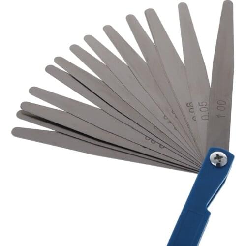 Stainless Steel Feeler Gauge 14 Blade Thickness Gap Metric Filler Measure Tool Car Repair Tool
