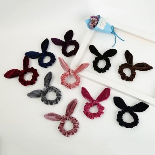 New arrival Fashion women pretty Velvet bow Hair bands lovely hair Scrunchies girls Hair Tie Accessories Ponytail Holder