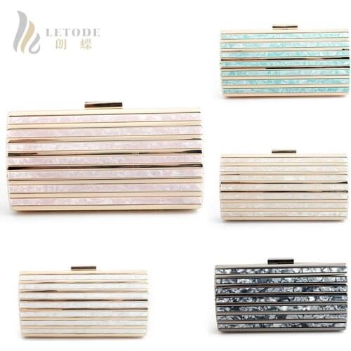 New Shiny Acrylic Clutch Bag Women Metal Stripes Evening Bags Elegant Wallet Wedding Party Handbag Shoulder Bag Bolsas Feminina