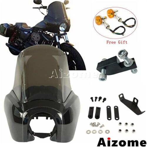 Motorcycle Front Fairing 15" Laminar Lip Windshield Relocation Bracket For Harley Club Style Street Bob FXR FXDXT Lighting Mask