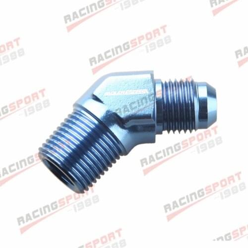 AN6 AN-6 to 3/8" Inch NPT 45 Degree Male Fitting Adapter Aluminum Alloy Blue