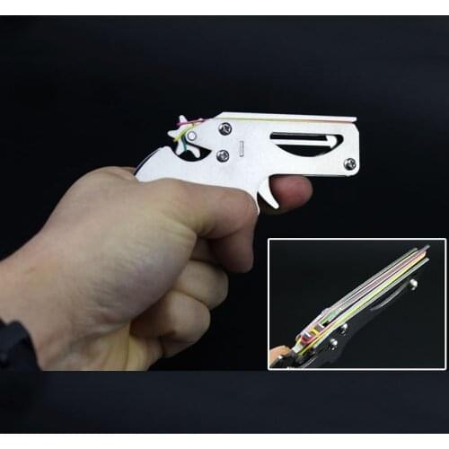Stainless Steel Revolver Folding Rubber Band Childrens High Quality Toy Pistol Six Consecutive Shooting Bullet Gun Boys Gift