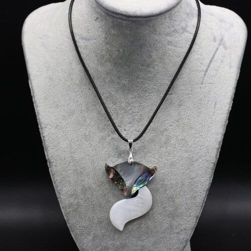 Wholesale 1PC Natural Abalone Shell Charms Lucky Fox Animal Necklace Jewelry for Women Fashion Seashell Pendant Necklaces