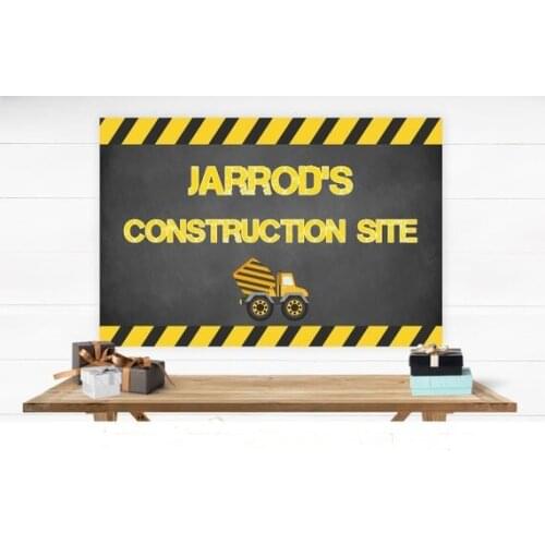 Custom Construction Birthday Dump Truck Striped backdrops High quality Computer print party background