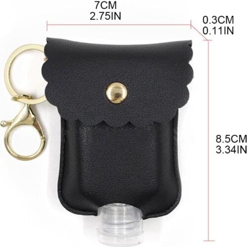 Empty Reusabl Bottle PU Leather Hand Sanitizer Keychain Holder Refillable with Flip Cap Hot