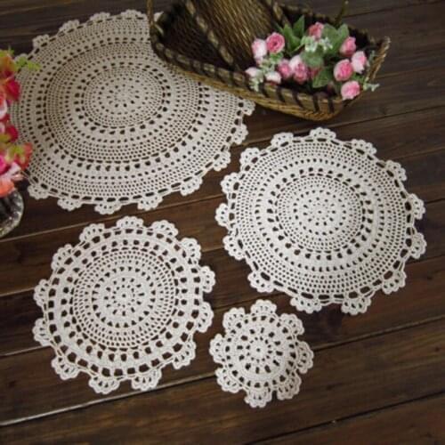 Tablecloth Handmade Crochet Lace Cotton Placemat Table Cloth Cover Pad Doily Kitchen Dining Accessories Hollow Out Placemat