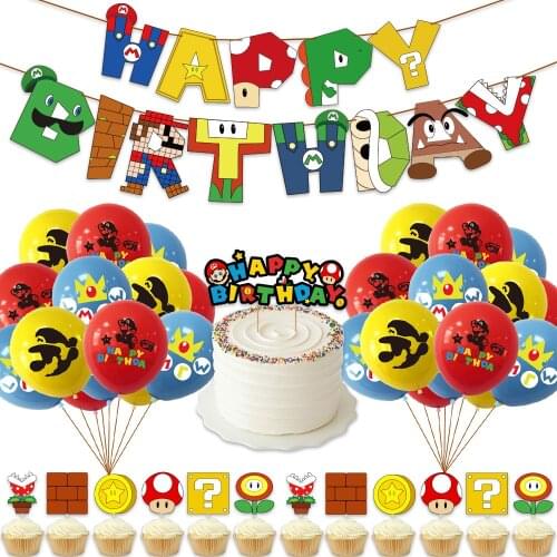Super Mario Theme Latex Balloon Mario Happy Birthday Banner Party Decoration Boy Child Birthday Balloon Child Toy