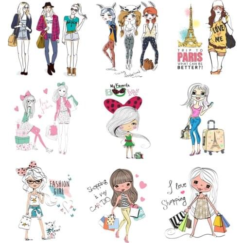 Iron-on Transfers for Clothing Patches for Clothes Stickers Diy Fashion Lady Patch Flex Fusible Transfer Vinyl Adhesive Stripe C