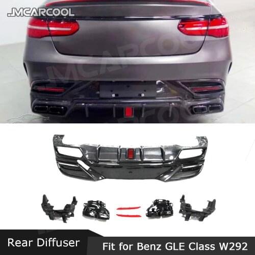 Carbon fiber Rear Bumper Lip Diffuser with Exhaust Tips Muffer For Mercedes Benz GLE Class W292 GLE350 GLE63 AMG Coupe 2016-2019