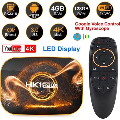 HK1 RBOX R1 Smart TV Box Android 10 RK3318 Quad Core TV Box 4K 3D Neflix Google Youtube Media Player 4GB RAM 128GB 64GB 32GB ROM
