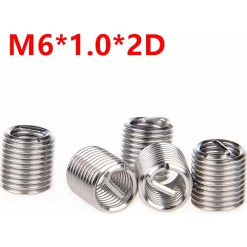 100pcs M6*1.0*2D Wire Thread Insert, m6x2d Wire screw sleeve, M6 Screw Bushing Helicoil Wire Thread Repair Inserts SUS304