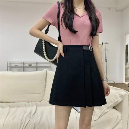 Spring 2021 new Korean version of the high-waisted thin solid color irregular A-line skirt short skirt womens skirt