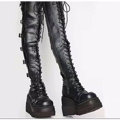 Ladies' large size over the knee boots 2021 Winter European and American round head wedge boots lady knight boots