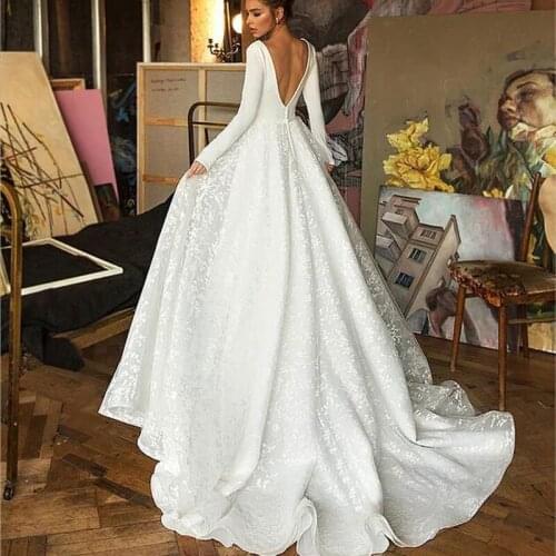 Boho Vestido Marie Dress Novia Wedding Dress Satin Long Long Sleeves Single Soiree Dress
