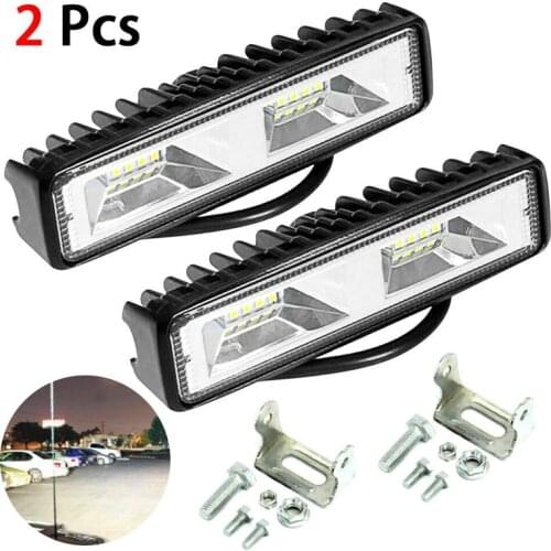 2Pcs 18W 12V 16 LED Work Light Spot Beam Bar Car Truck SUV Off-Road Driving Fog Lamp Headlights Flood Spot Lights