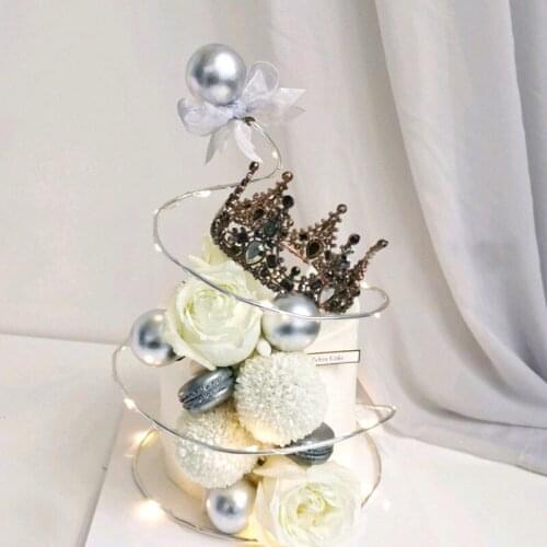 1PC Iron Art Cake Topper Gold Silver Star Happy Birthday Party New Year Decoration For Home Party Supplies Cupcake Decor