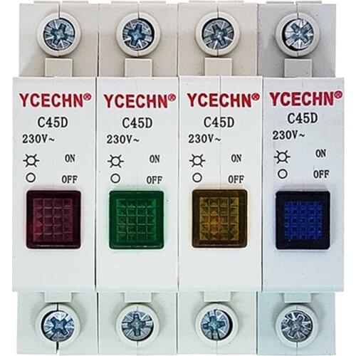 1Pcs Din Rail Mount 220V Indicator LED Lamp C45D Indicating LED Signal Light Indication Pilot Light