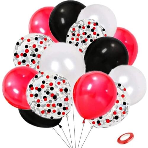 16Pcs/lot Circus Balloons Casino White Black Red Confetti Balloon for Baby Shower Birthday Party Decor Kids Air Globos Toys