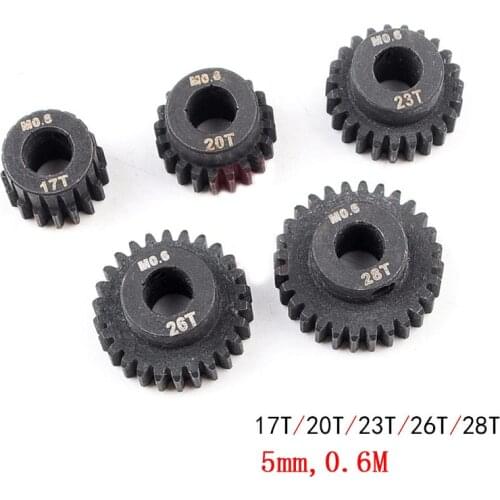 2PCS 17T 20T 23T 26T 28T 0.6M 5mm Axle Metal Gears Motor Shaft Pinion Modify Parts for DIY Models HSP 1/10 RC Car Models