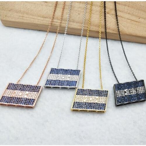 5 Pieces Micro Pave Crystal Cubic Zirconia Pendant handcrafted Charm women Jewelry Finding,Honduras flag Necklace NK345