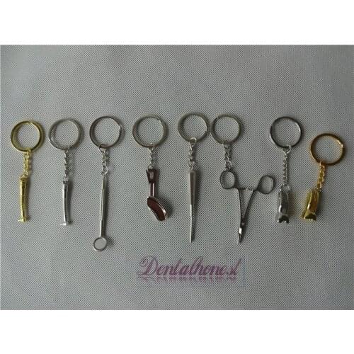 8pcs Assorted Dental Lab Molar Tool Keychain for Dentist Great Gift